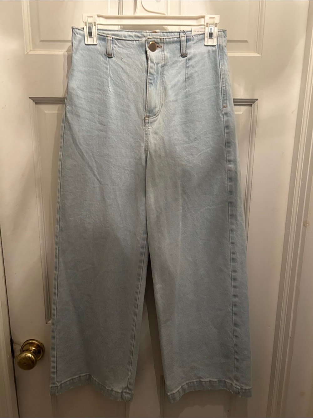Zara Light Blue Cropped Wide-Leg Jeans